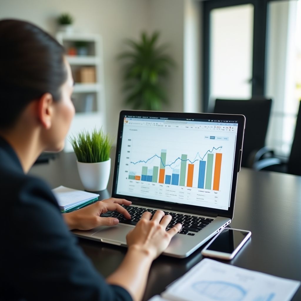 Profesional independiente usando aplicación financiera